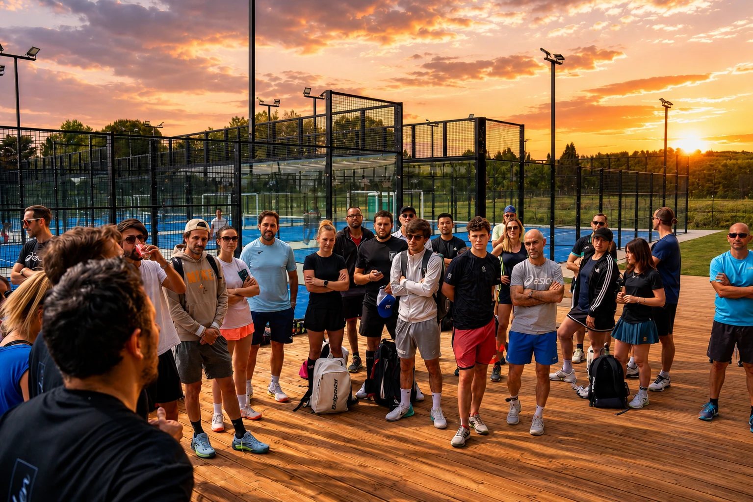 La communauté du Padel Performance Center réunie sur la terrasse du club